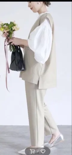 recaベージュ ノースリーブ ベスト パンツセットアップ