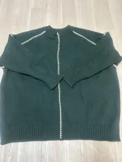 ローリーズファーム　ダークグリーン ジッパー付きニットセーター