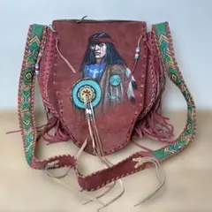 ビンテージインディアンデザイン レザーショルダーバッグ T01H