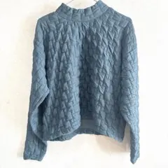 ZARA ザラ　キルティングハイネックトップス　ターコイズブルー　M カットソー