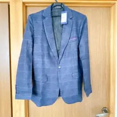 ★メンズ テーラードジャケット 細身 チェック柄 スーツ カジュアル XL