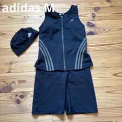 adidas Mサイズ スポーツ用水着 上下ブラック キャップ付きのサムネイル