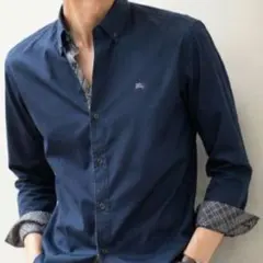 BURBERRY BLACK LABEL BDシャツ 2 紺 ノバチェック 美品
