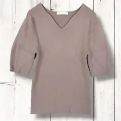 プロポーションボディドレッシング パフスリーブ リブニット モカ FR ぽわん袖