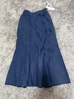 melume デニムリボンスカート M 濃紺