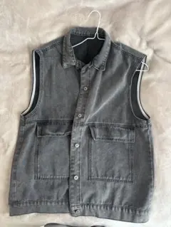 グレー デニム ノースリーブベスト