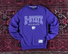 USA古着 カレッジロゴ スウェット トレーナー パープル S