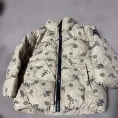 美品★petit main 恐竜柄ベージュアウター90cm