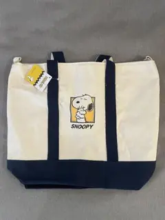 新品未使用 スヌーピー トートバッグ ベージュ ネイビー