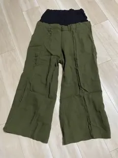 マタニティ ワイドパンツ オリーブグリーン