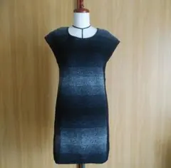 アンタイトル ワンピース ボーダー ウール混 ワールド ブラック グレー