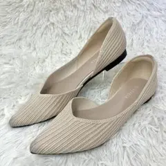 【極美品】VIVAIA パンプス　フラット　ベージュ　ニット　ストラップ　24 フラット – VIVAIA JAPAN
