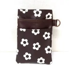 【人気】ラミネート生地☆ナースポケット☆オーガナイザー☆花柄♪ブラウン♪茶色