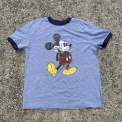 disney ディズニー リンガーTシャツ ブルー ネイビー ミッキー キャラT