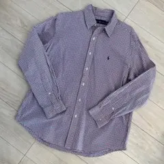 ラルフローレン 長袖シャツ 綿 ボタンダウンチェック　赤　青　白L