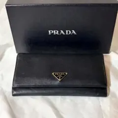 PRADA サフィアーノレザー ブラック長財布　三角ロゴ
