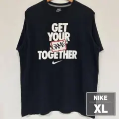 NIKE ロゴTシャツ 黒 XL メッセージプリント ナイキ 古着