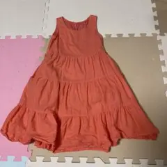 朱色 ノースリーブ ロングワンピース 90cm〜100cm 適応　GU