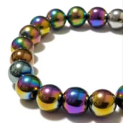 一点物【3-30】10mm❤【レインボーヘマタイト】天然石パワーストーンブレス