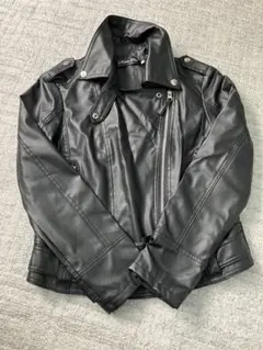 NianHua 黒 合成皮革 ライダースジャケット