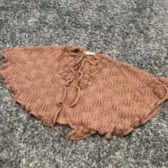 ピンクハウス　透かし編みポンチョ　羽織り　カーディガン　くすみピンク　花モチーフ