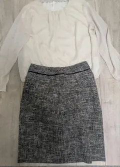 ツイードタイトスカート　ネイビー　＆　ブラウス　卒業式　入学式　グリーンレーベル
