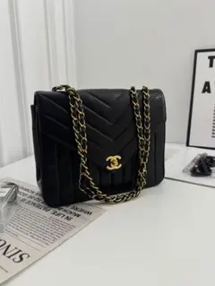 シャネル Vステッチ ラムスキン 2wayバッグ 濃紺（黒に近い） シャネル Vステッチ ラムスキン 2wayバッグ 濃紺（黒に近い）