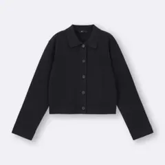 GU ミラノリブポロカーディガン ブラック S