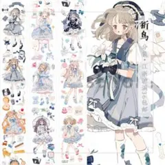 【迷雾森林】マスキングテープ 米米服装二号店　海外マステ　人物マステ　女の子