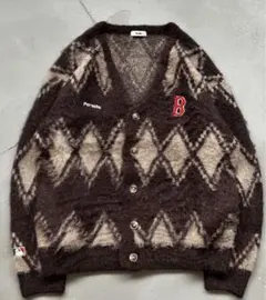 Perushu × MLB コラボアーガイルシャギーニットカーディガンのサムネイル