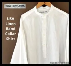 USA製 INDIVIDUALIZED SHIRTS リネン バンドカラーシャツのサムネイル
