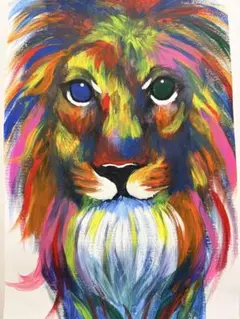 絵画 アクリル絵 アクリル絵の具 画材 キャンバス 動物 ライオン 原画