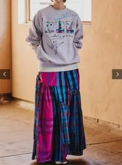 Freadaフリーダ チェック パッチワーク フリル フレア ティアードスカート