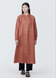 （美品）無印良品☆リネン 洗いざらし長 袖シャツワンピース☆M