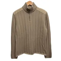 dunhill ダンヒル ウール×カシミヤ/ レザーパッチ/ハーフジップニット