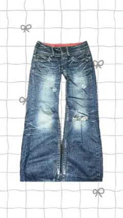 RED PEPPER デニム パンツ 刺繍 ダメージ加工