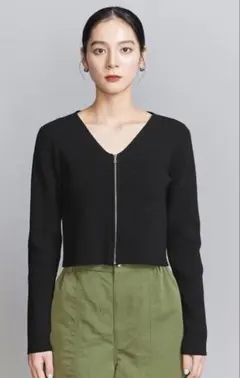 新品BEAUTY&YOUTH リブジップ Vネック カーディガンのサムネイル