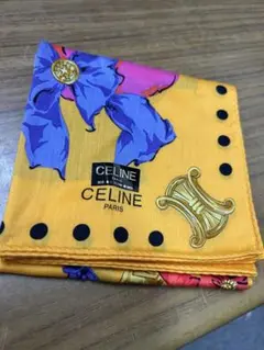 【未使用】セリーヌ CELINE 大判ハンカチ 帽子柄　51cm x 51cm