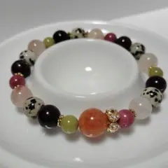 ダルメシアンジャスパー　ガーデン　ラビットヘア　アラシャン　天然石ブレス