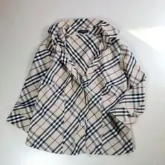 美品　BURBERRY LONDON　15号　ノバチェック　七分袖シャツ　綿