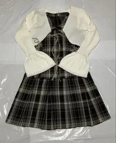ゆいワンピ ノースリーブシャツミニワンピース ベルスリーブリボンボレロ