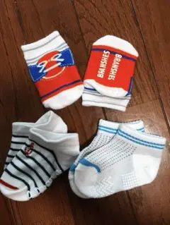 ベビー靴下セット 赤 青 ストライプ　チュチュアンナ　ブランシェス