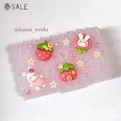 【No.478】白うさぎといちごのホイップデコ小物入れ　カードケース