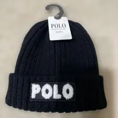 お値下げしました。Polo ブラックニット帽 46〜50cm