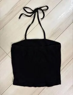 グレイルGRLリブ素材 ブラック キャミソール ビスチェ