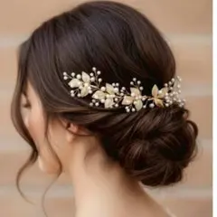 花とパールのヘアコーム
