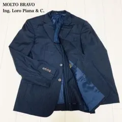 MOLTO BRAVO ロロピアーナ生地 ストライプ メリノウールジャケット L