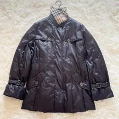美品　大きいサイズ　バーバリー　ダウンジャケット　ノバチェック　黒
