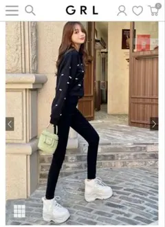 GRL ブラック スキニーデニム ハイウエスト