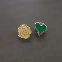 薔薇 ハート ピンバッジ ピンズ ブローチ 2個セット